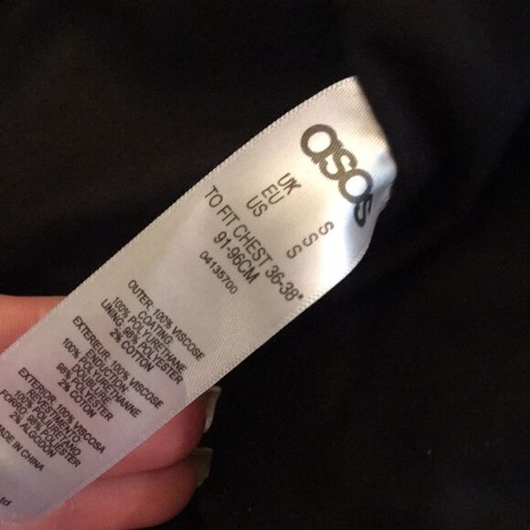 ASOS black faux leather moto lined black jacket - Picture 7 of 8